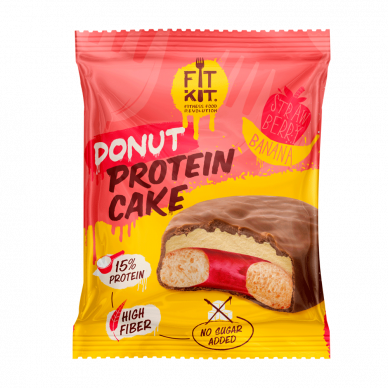 Протеиновое пирожное глазированное Donut "Клубника и Банан" FitKit