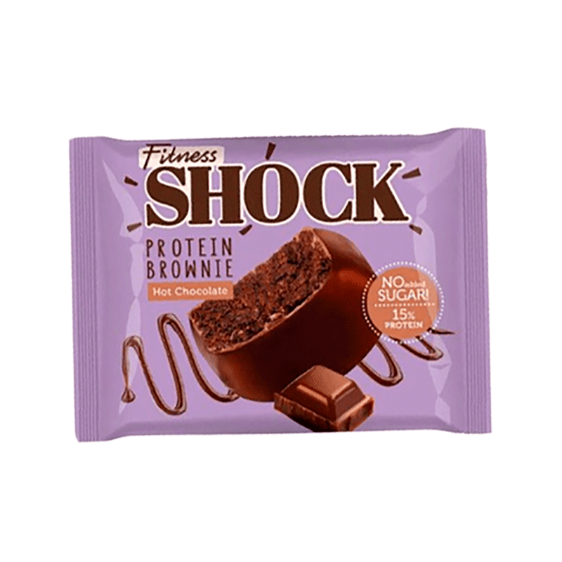 Протеиновое печенье глазированное Брауни "Горячий шоколад" FitnesShock